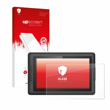 Face avant d’un emballage produit avec le logo de la marque upscreen. À côté, l’appareil XP-Pen Artist 15.6 est représenté ave