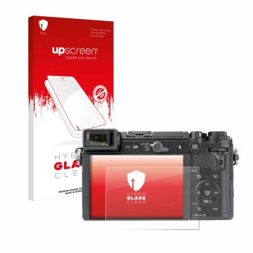 Face avant d’un emballage produit avec le logo de la marque upscreen. À côté, l’appareil Panasonic Lumix DC-GX9 est représenté