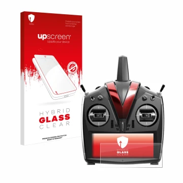 Face avant d’un emballage produit avec le logo de la marque upscreen. À côté, l’appareil VBar Control Touch est représenté ave