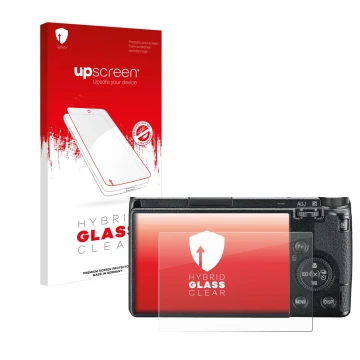 Face avant d’un emballage produit avec le logo de la marque upscreen. À côté, l’appareil Ricoh GR III 2019 R02010 est représen