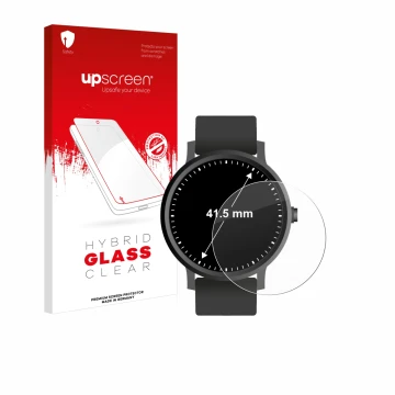 Face avant d’un emballage produit avec le logo de la marque upscreen. À côté, l’appareil Montres (Circulaire, ø: 41.5 mm) est 