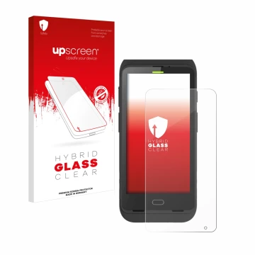 Face avant d’un emballage produit avec le logo de la marque upscreen. À côté, l’appareil Honeywell Dolphin CT40 est représenté