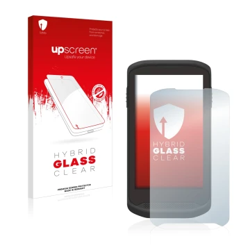 Face avant d’un emballage produit avec le logo de la marque upscreen. À côté, l’appareil Zebra TC20 Touch est représenté avec 