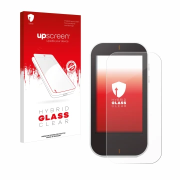 Face avant d’un emballage produit avec le logo de la marque upscreen. À côté, l’appareil Garmin Approach G80 est représenté av