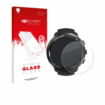 Face avant d’un emballage produit avec le logo de la marque upscreen. À côté, l’appareil Suunto D5 est représenté avec la prot