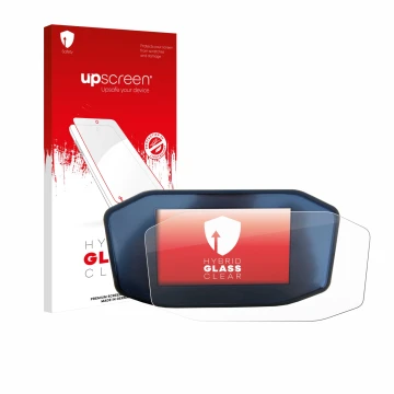 Face avant d’un emballage produit avec le logo de la marque upscreen. À côté, l’appareil KTM 1290 Super Duke R est représenté 