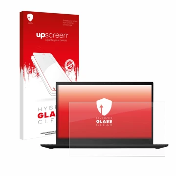 Face avant d’un emballage produit avec le logo de la marque upscreen. À côté, l’appareil Lenovo ThinkPad X1 Carbon (7ème Gen.)