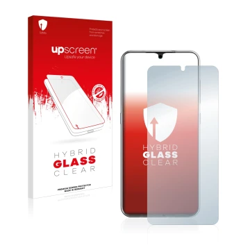Face avant d’un emballage produit avec le logo de la marque upscreen. À côté, l’appareil Nokia 7.2 est représenté avec la prot