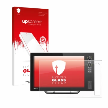 Face avant d’un emballage produit avec le logo de la marque upscreen. À côté, l’appareil Humminbird Solix 12 est représenté av