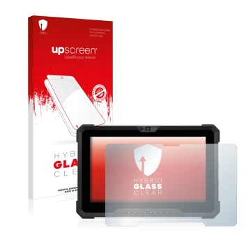 Face avant d’un emballage produit avec le logo de la marque upscreen. À côté, l’appareil Dell Latitude 7220EX Rugged Extreme e