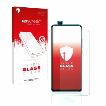 Face avant d’un emballage produit avec le logo de la marque upscreen. À côté, l’appareil Xiaomi Poco F2 Pro est représenté ave