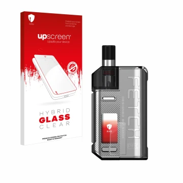 Face avant d’un emballage produit avec le logo de la marque upscreen. À côté, l’appareil Smok Fetch 80W Pro est représenté ave