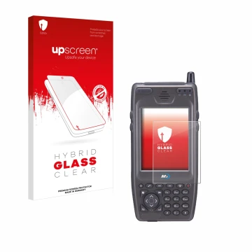 Face avant d’un emballage produit avec le logo de la marque upscreen. À côté, l’appareil M3 Mobile M3 SKY MC-7500S est représe