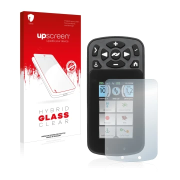 Face avant d’un emballage produit avec le logo de la marque upscreen. À côté, l’appareil Minn Kota I-Pilot Link est représenté