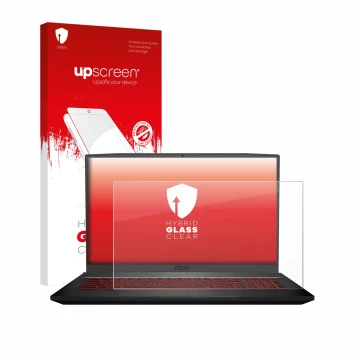 Face avant d’un emballage produit avec le logo de la marque upscreen. À côté, l’appareil MSI GF75 10SDR-234 est représenté ave
