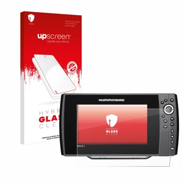 Face avant d’un emballage produit avec le logo de la marque upscreen. À côté, l’appareil Humminbird Helix 9 G2N est représenté