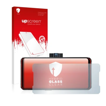 Face avant d’un emballage produit avec le logo de la marque upscreen. À côté, l’appareil Lenovo Legion Duel est représenté ave