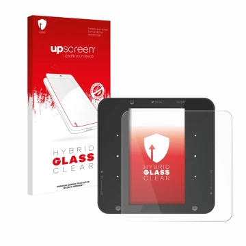 Face avant d’un emballage produit avec le logo de la marque upscreen. À côté, l’appareil ISDT P30 est représenté avec la prote