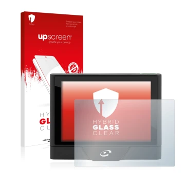 Face avant d’un emballage produit avec le logo de la marque upscreen. À côté, l’appareil Coyote UP est représenté avec la prot