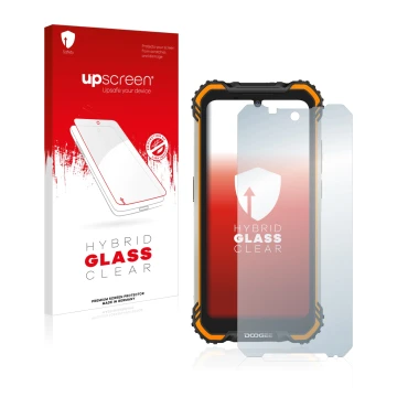 Face avant d’un emballage produit avec le logo de la marque upscreen. À côté, l’appareil Doogee S58 Pro est représenté avec la