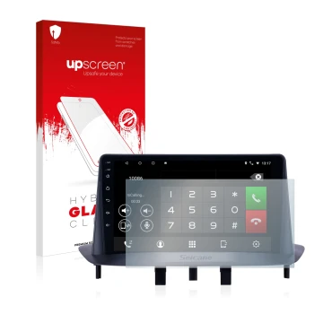 Face avant d’un emballage produit avec le logo de la marque upscreen. À côté, l’appareil Pioneer AVH-Z5200DAB est représenté a