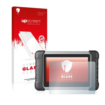 Face avant d’un emballage produit avec le logo de la marque upscreen. À côté, l’appareil Autel MaxiCOM MK808 est représenté av