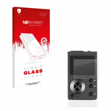 Face avant d’un emballage produit avec le logo de la marque upscreen. À côté, l’appareil Surfans F20 est représenté avec la pr