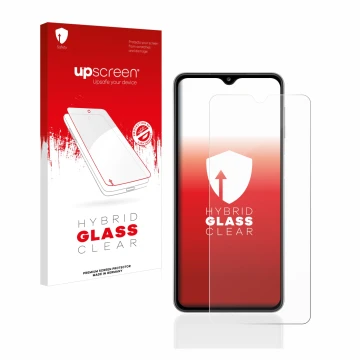 Face avant d’un emballage produit avec le logo de la marque upscreen. À côté, l’appareil Samsung Galaxy A32 5G est représenté 