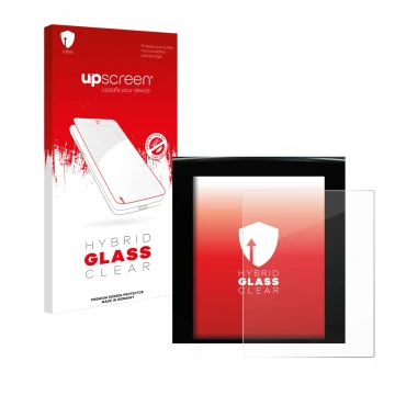 Face avant d’un emballage produit avec le logo de la marque upscreen. À côté, l’appareil Renault Megane 4 2020 Multimedia Easy