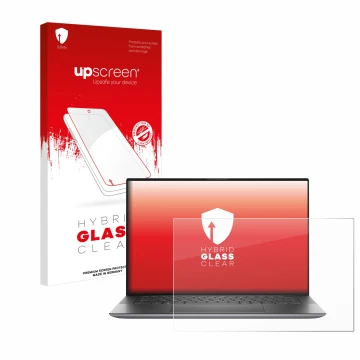 Face avant d’un emballage produit avec le logo de la marque upscreen. À côté, l’appareil Dell Precision 15 5550 est représenté