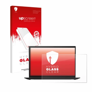 Face avant d’un emballage produit avec le logo de la marque upscreen. À côté, l’appareil Lenovo ThinkPad X1 Carbon (9ème Gen.)