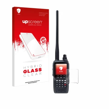 Face avant d’un emballage produit avec le logo de la marque upscreen. À côté, l’appareil Yaesu FTA-550 est représenté avec la 