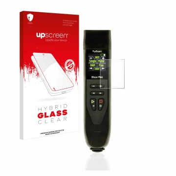 Face avant d’un emballage produit avec le logo de la marque upscreen. À côté, l’appareil RigExpert Stick Pro est représenté av