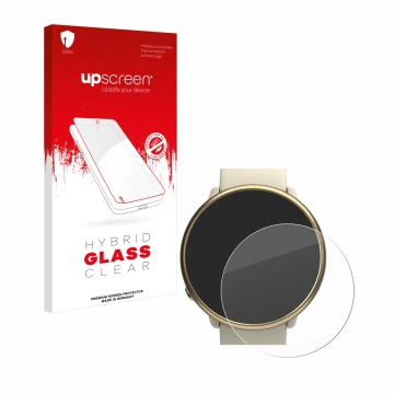 Face avant d’un emballage produit avec le logo de la marque upscreen. À côté, l’appareil Polar Ignite 2 est représenté avec la