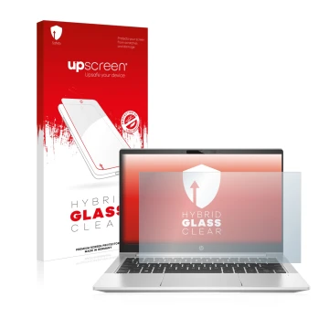 Face avant d’un emballage produit avec le logo de la marque upscreen. À côté, l’appareil HP ProBooks 430 G8 est représenté ave