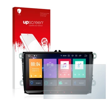 Face avant d’un emballage produit avec le logo de la marque upscreen. À côté, l’appareil Xtrons PBE90MTVL est représenté avec 