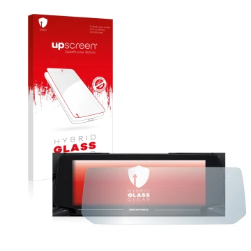 Face avant d’un emballage produit avec le logo de la marque upscreen. À côté, l’appareil BMW R 1250 RT 2021 Connectivity TFT 1