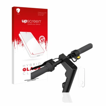 Face avant d’un emballage produit avec le logo de la marque upscreen. À côté, l’appareil Segway Ninebot KickScooter MAX G30D I