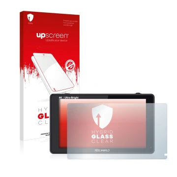 Face avant d’un emballage produit avec le logo de la marque upscreen. À côté, l’appareil Feelworld LUT6 6