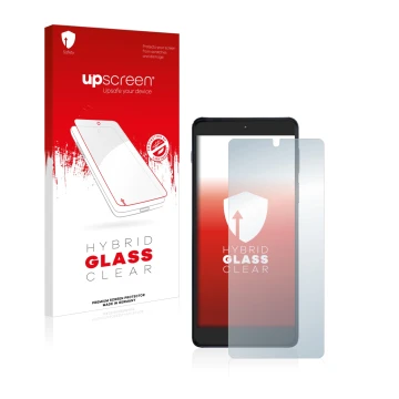 Face avant d’un emballage produit avec le logo de la marque upscreen. À côté, l’appareil Motorola Edge 20 Pro est représenté a