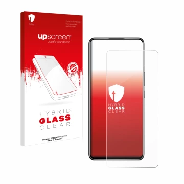 Face avant d’un emballage produit avec le logo de la marque upscreen. À côté, l’appareil ZTE Axon 30 5G est représenté avec la