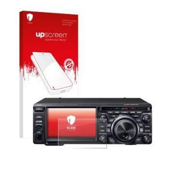 Face avant d’un emballage produit avec le logo de la marque upscreen. À côté, l’appareil Yaesu FT-DX10 est représenté avec la 