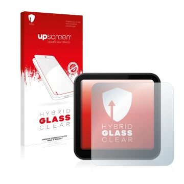 Face avant d’un emballage produit avec le logo de la marque upscreen. À côté, l’appareil DJI Action 2 est représenté avec la p