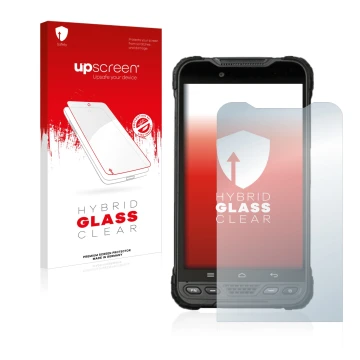 Face avant d’un emballage produit avec le logo de la marque upscreen. À côté, l’appareil UniStrong UT12P est représenté avec l