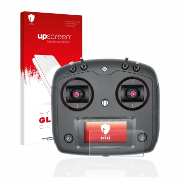 Face avant d’un emballage produit avec le logo de la marque upscreen. À côté, l’appareil FlySky FS-i6S est représenté avec la 