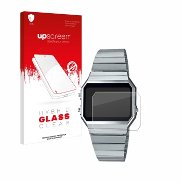 Face avant d’un emballage produit avec le logo de la marque upscreen. À côté, l’appareil Casio A700WE est représenté avec la p