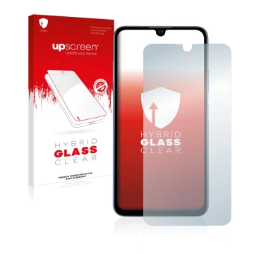 Face avant d’un emballage produit avec le logo de la marque upscreen. À côté, l’appareil ZTE Blade A71 est représenté avec la 