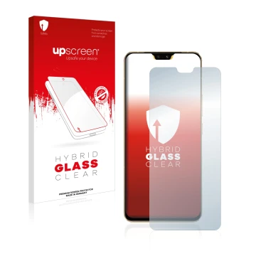 Face avant d’un emballage produit avec le logo de la marque upscreen. À côté, l’appareil Vivo V23 5G est représenté avec la pr