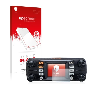 Face avant d’un emballage produit avec le logo de la marque upscreen. À côté, l’appareil Yaesu FTM-300DE est représenté avec l