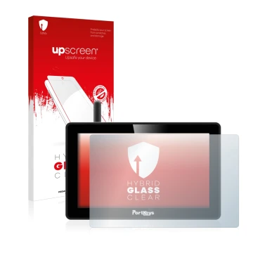 Face avant d’un emballage produit avec le logo de la marque upscreen. À côté, l’appareil Portkeys BM5 WR est représenté avec l